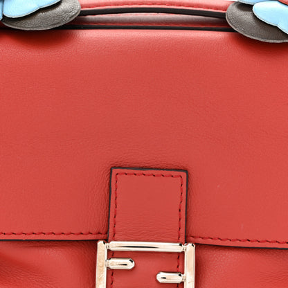 Fendi Vitello Dolce Flowerland Bi-Color Studded Micro Double Baguette Bloody Mary Carbone 8 of 10