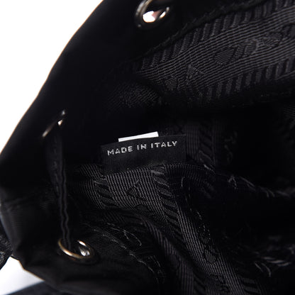 Prada Tessuto Nylon Studded New Vela Mini Bucket Crossbody Bag Black 7 of 9
