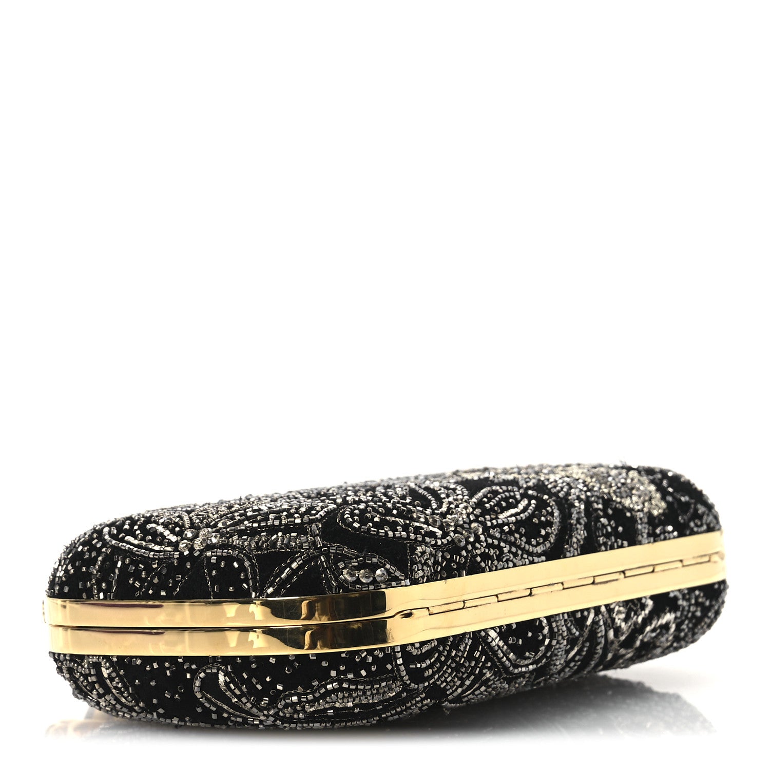 Alexander McQueen Suede Embroidered Knuckle Box Clutch Black 4 of 12