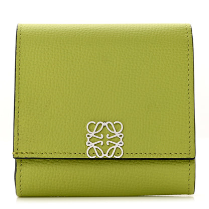 Loewe Pebble Grain Calfskin Anagram Compact Flap Wallet Lime Green 1 of 6