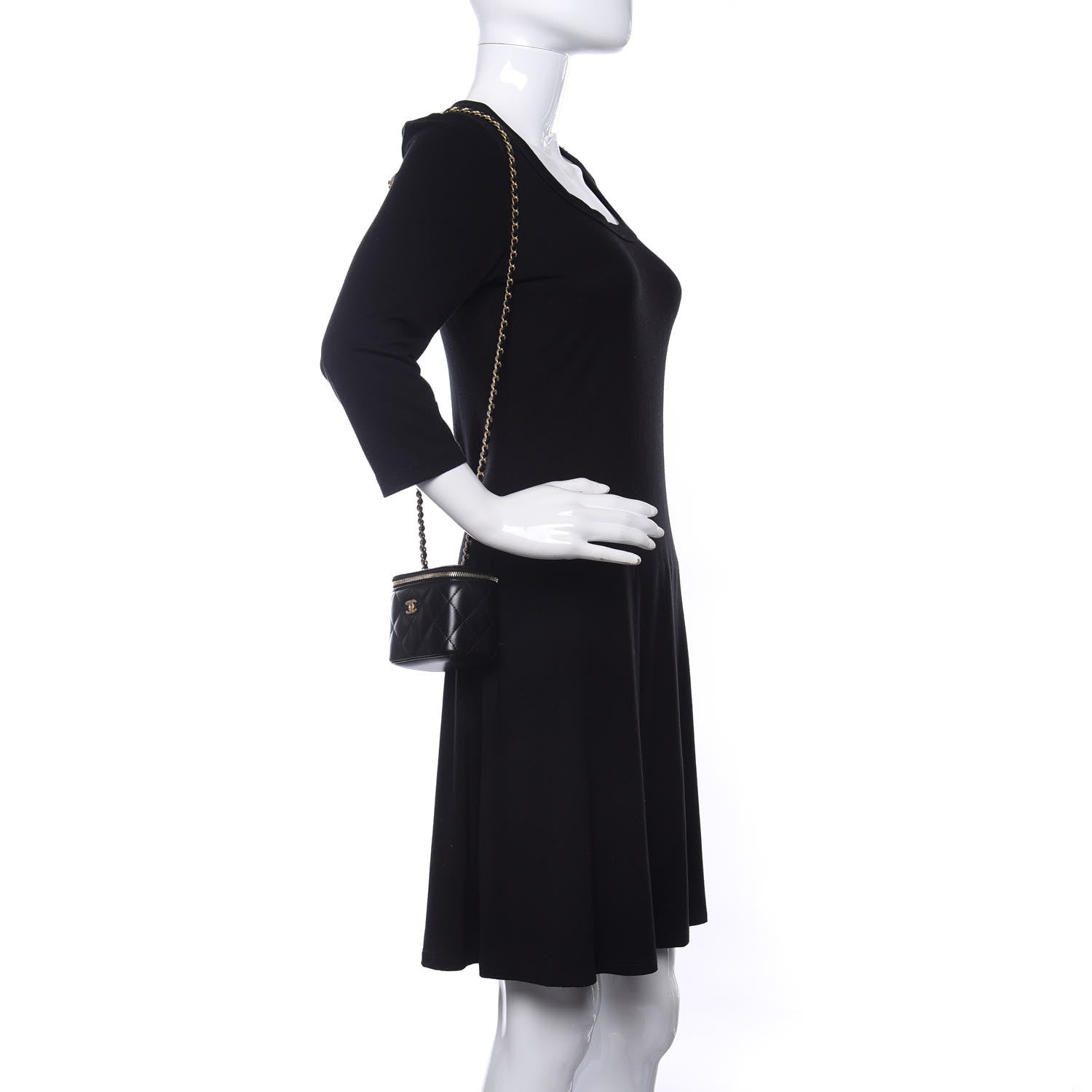 Chanel Lambskin Quilted Mini Pearl Crush Vanity Case With Chain Black 2 of 10