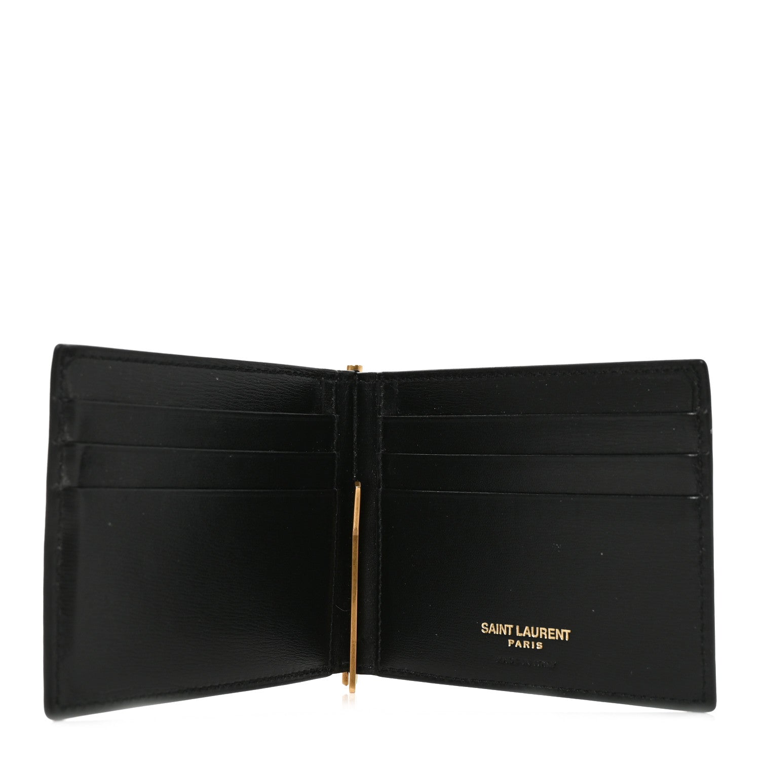 Saint Laurent Shiny Calfskin Tiny Cassandre Bill Clip Wallet Black 5 of 6