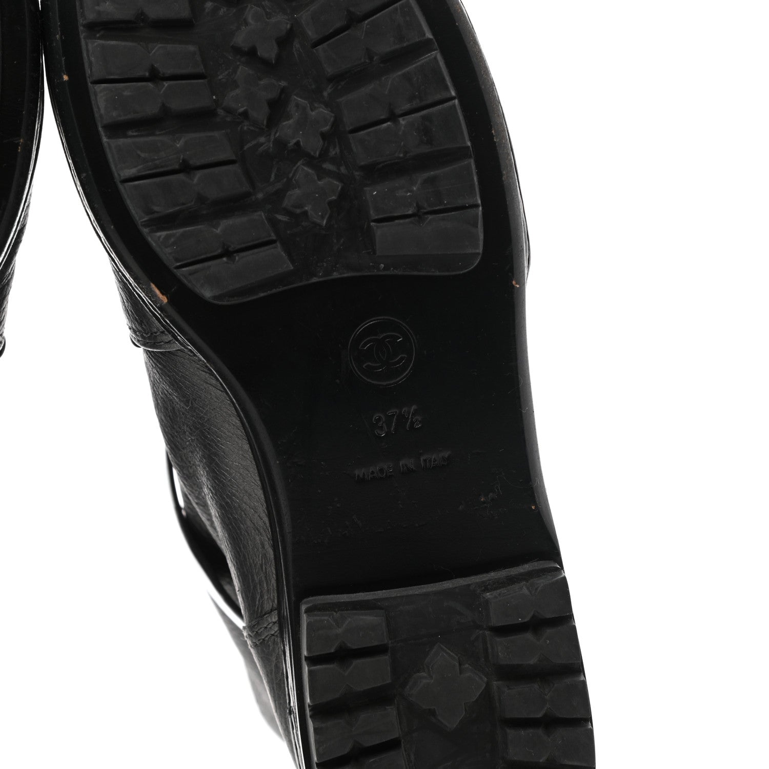 Chanel Metallic Grained Calfskin Patent Cap Toe Combat Short Boots 37.5 Dark Silver 6 of 15