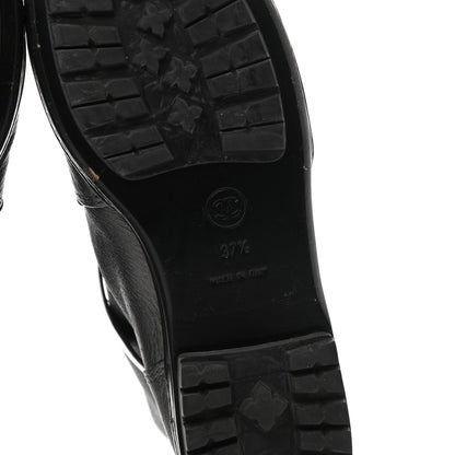 Chanel Metallic Grained Calfskin Patent Cap Toe Combat Short Boots 37.5 Dark Silver 6 of 15