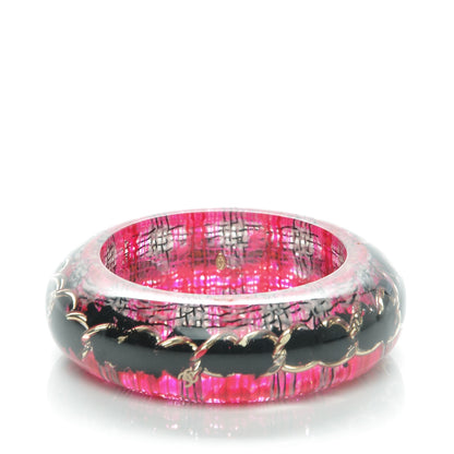 Chanel Resin Tweed Chain CC Bangle Transparent Pink 3 of 4