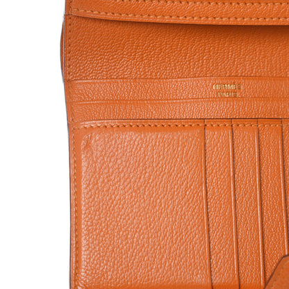 Hermes Chevre Mysore Bearn Compact Wallet Orange 13 of 14