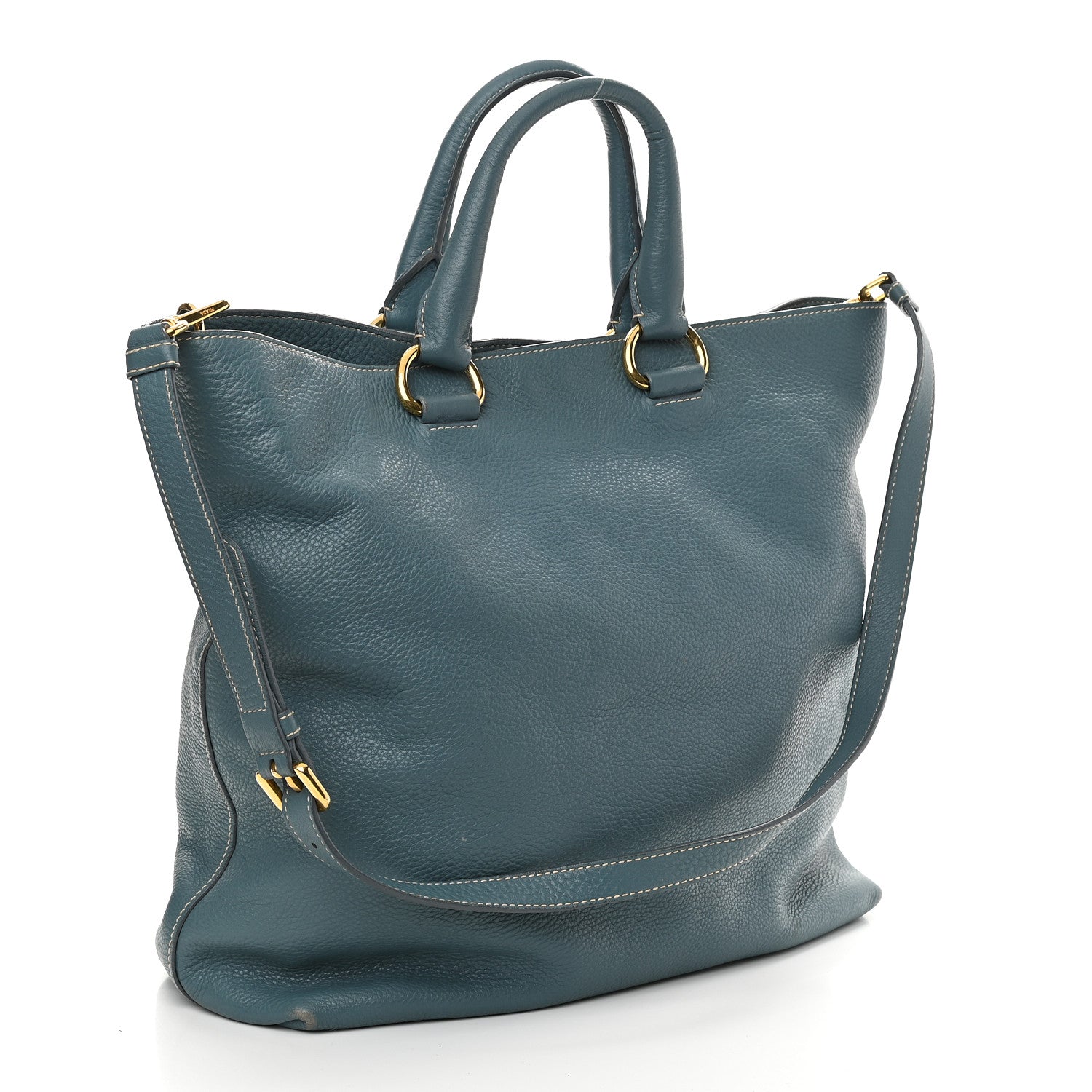 Prada Cervo Deerskin Tote Blue 3 of 10