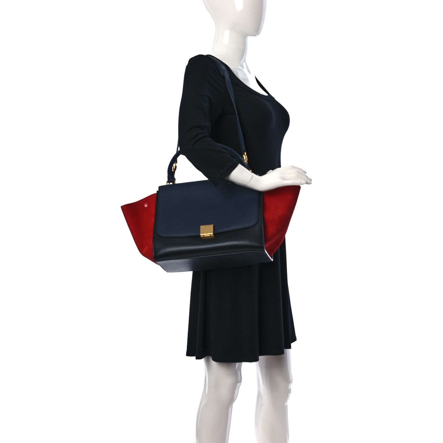 Celine Bullhide Calfskin Medium Tri-Color Trapeze Carmin 2 of 14