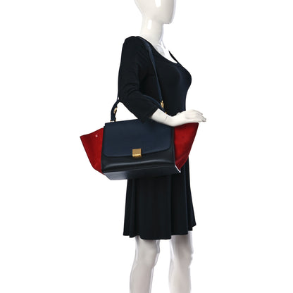 Celine Bullhide Calfskin Medium Tri-Color Trapeze Carmin 2 of 14
