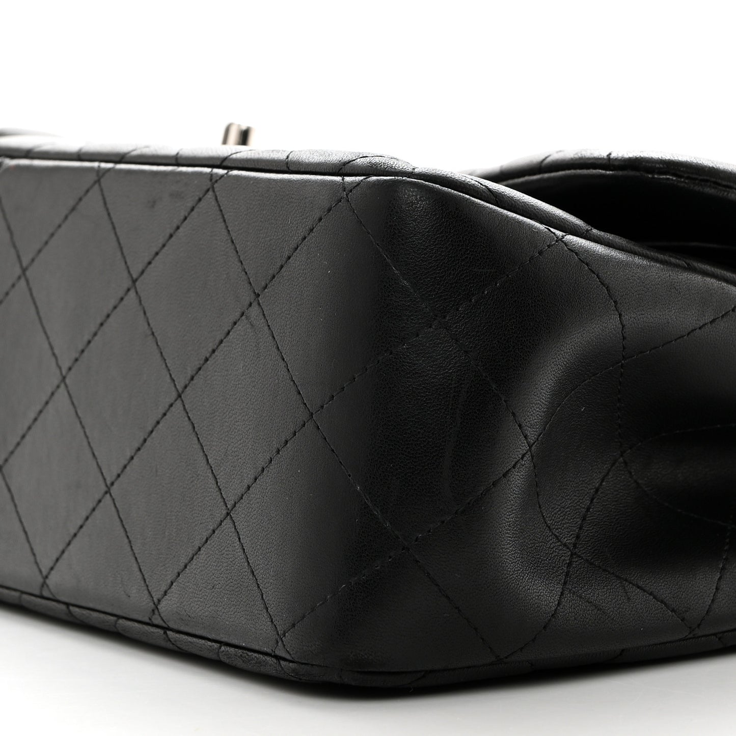 Lambskin Quilted Jumbo Double Flap Black