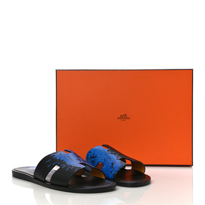 Hermes Calfskin Mens Peinture Fraiche Izmir Sandals 42.5 Bleu Electrique 16 of 16