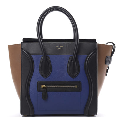 Celine Drummed Calfskin Micro Tri-Color Luggage Indigo 1 of 15