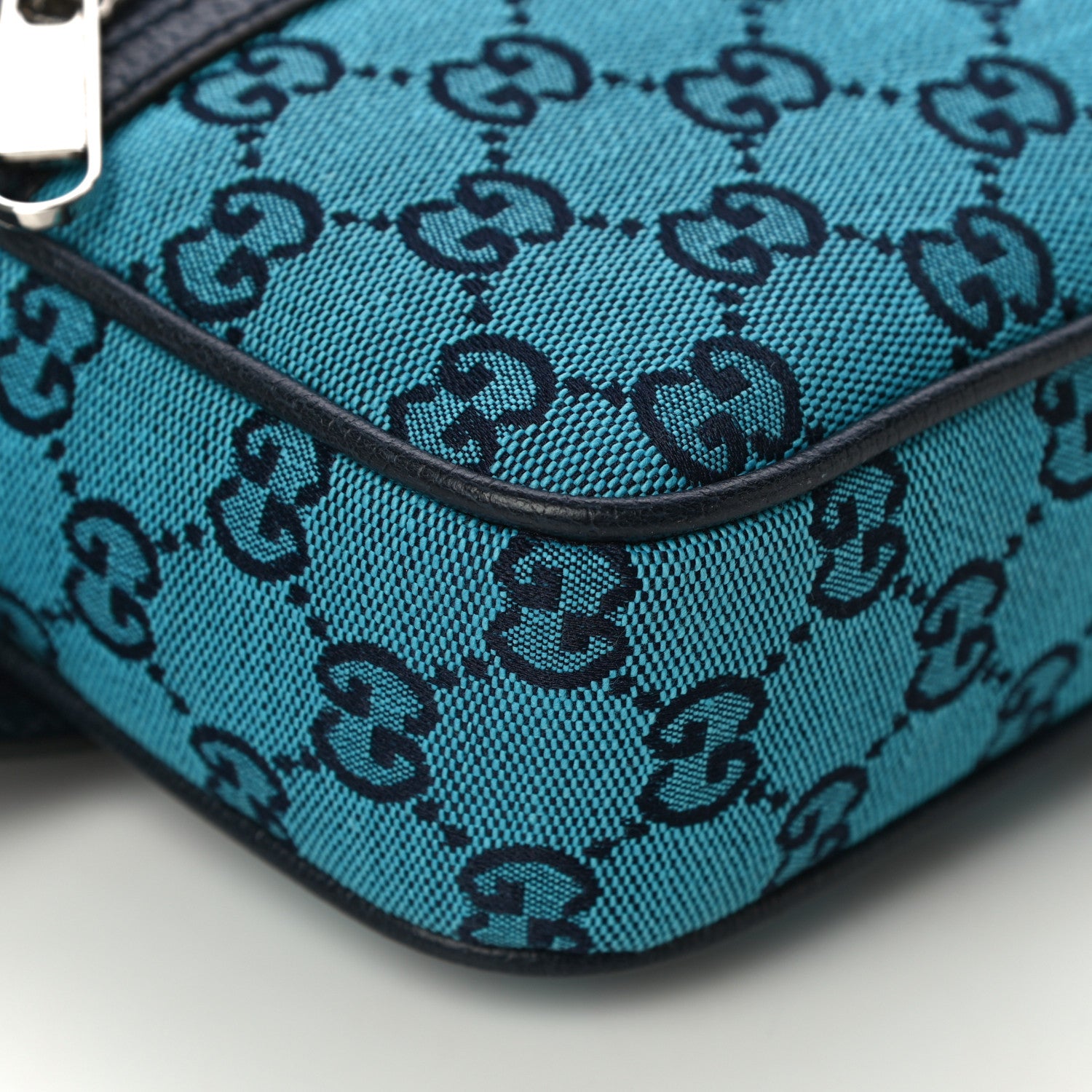 Gucci Monogram Multicolor Textured Calfskin Retro Interlocking G Belt Bag Light Blue 9 of 10