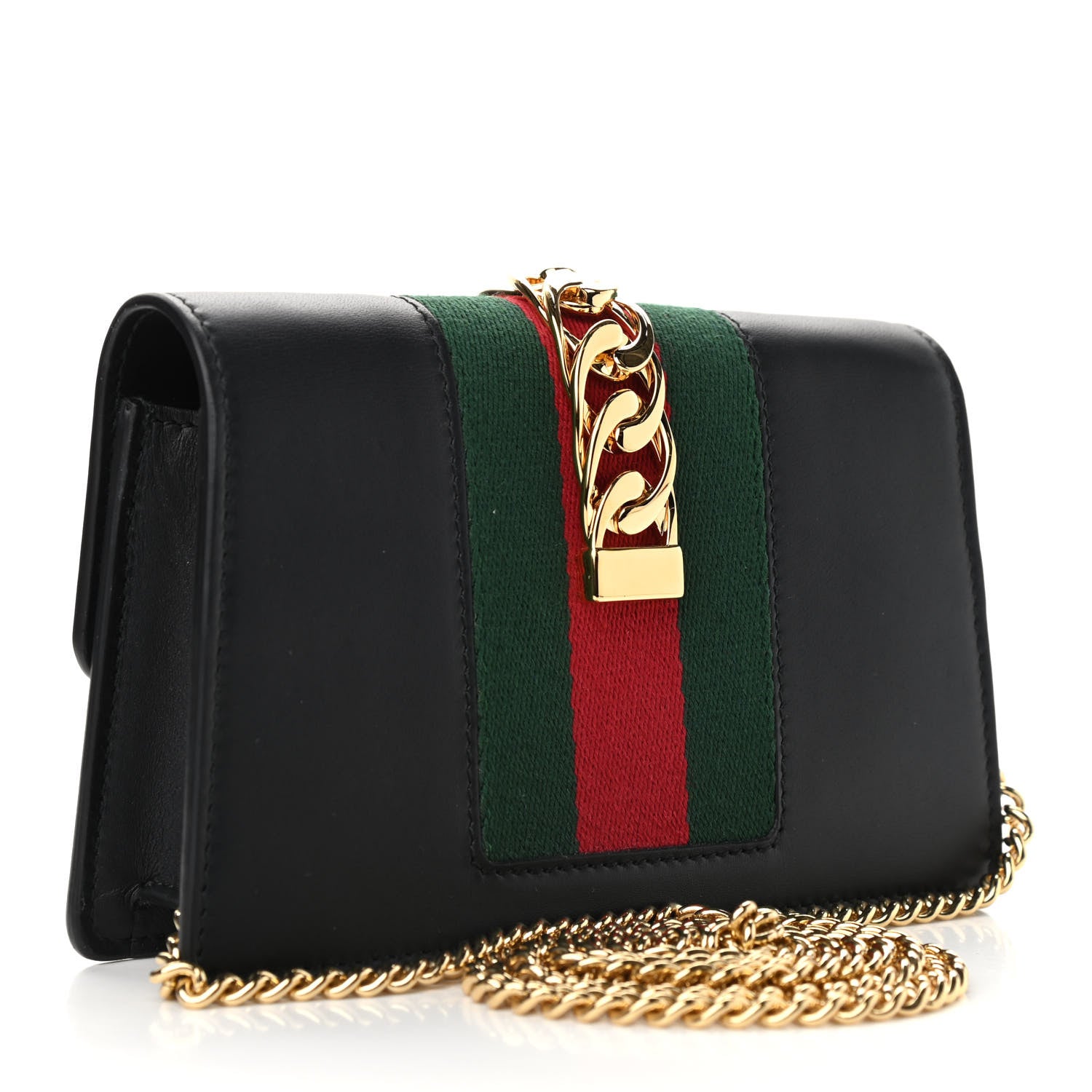 Gucci Calfskin Super Mini Sylvie Chain Shoulder Bag Black 3 of 9