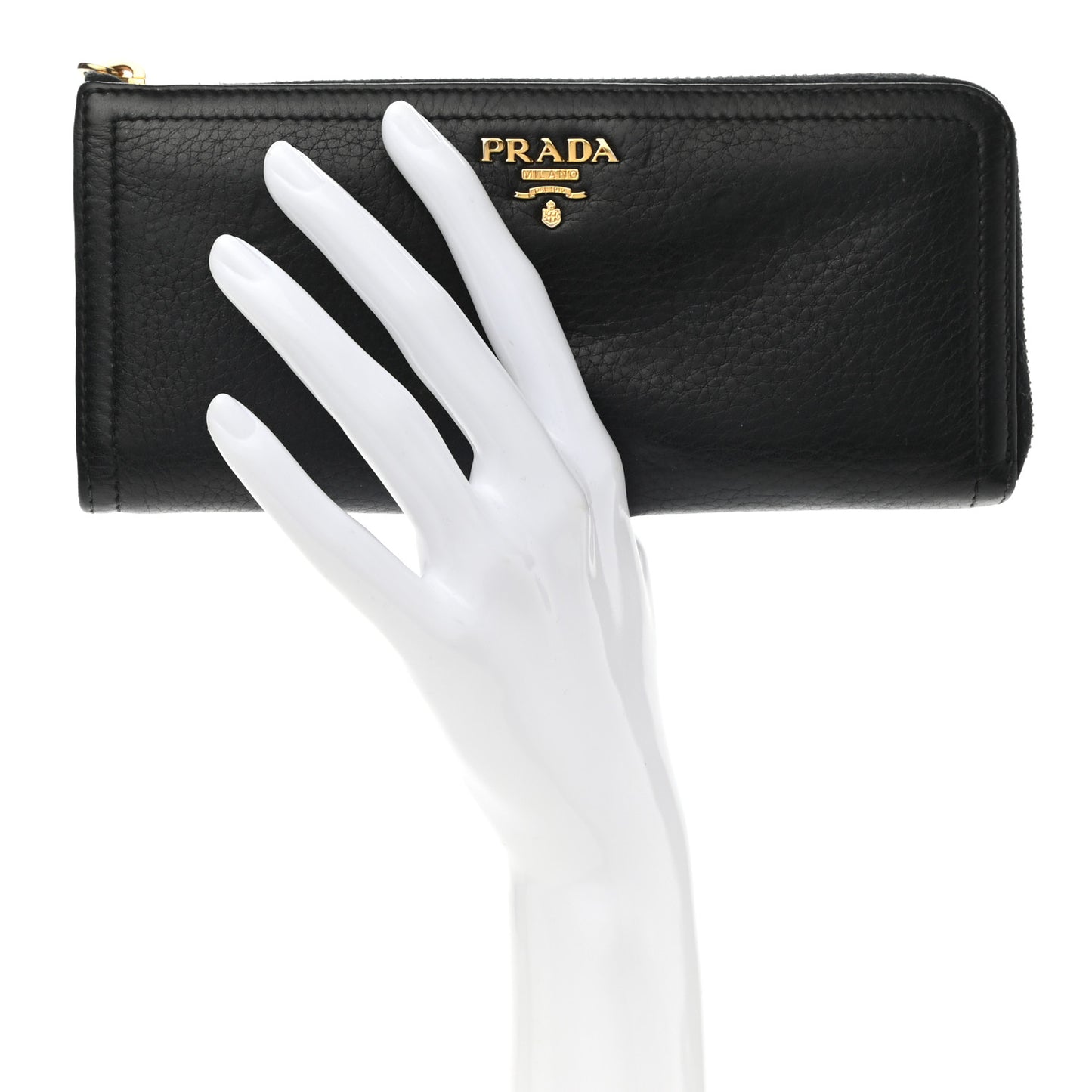 Vitello Daino Zip Around Wallet Black