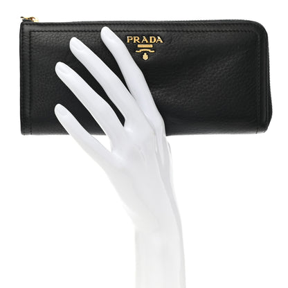 Prada Vitello Daino Zip Around Wallet Black 2 of 6