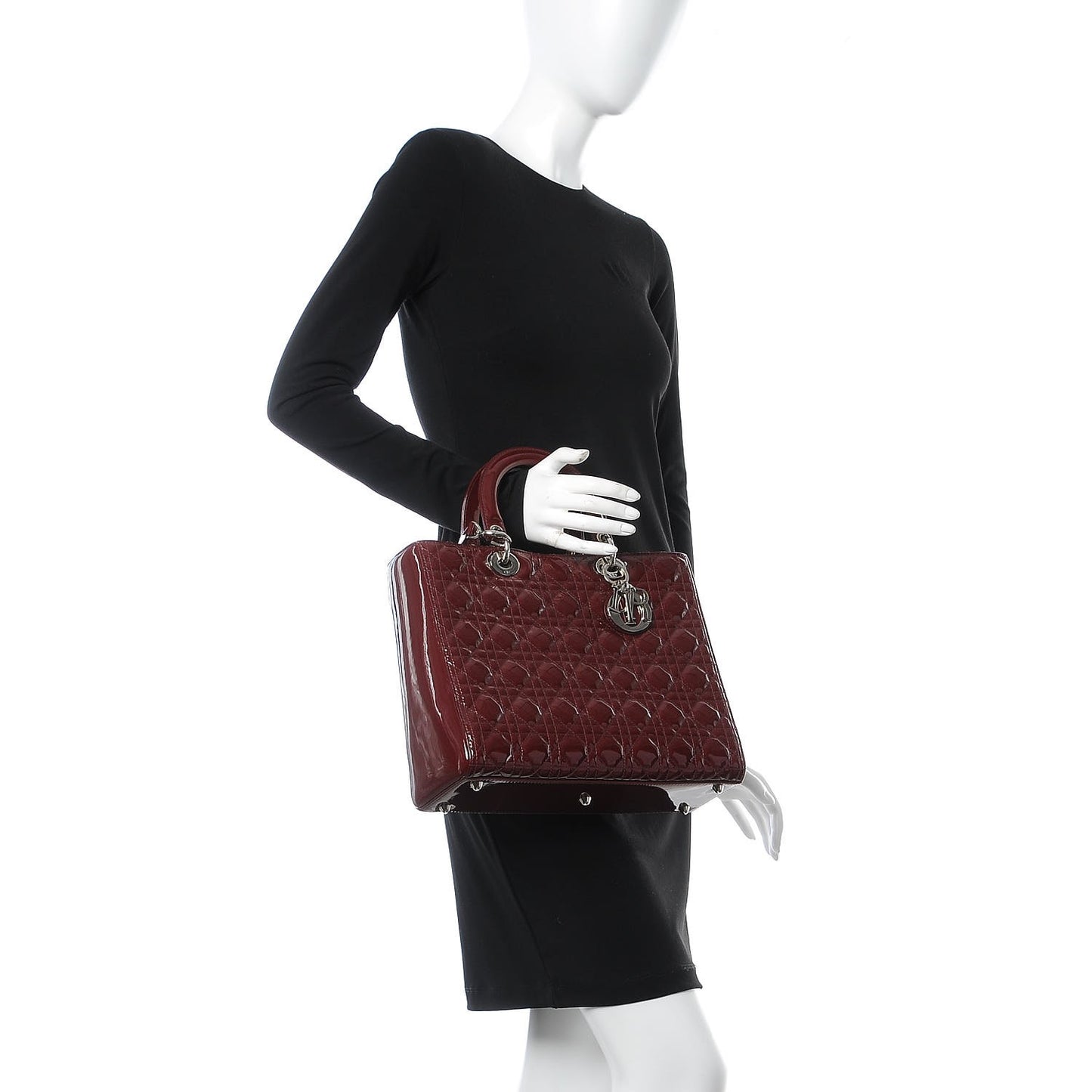 Patent Cannage Large Lady Dior Red