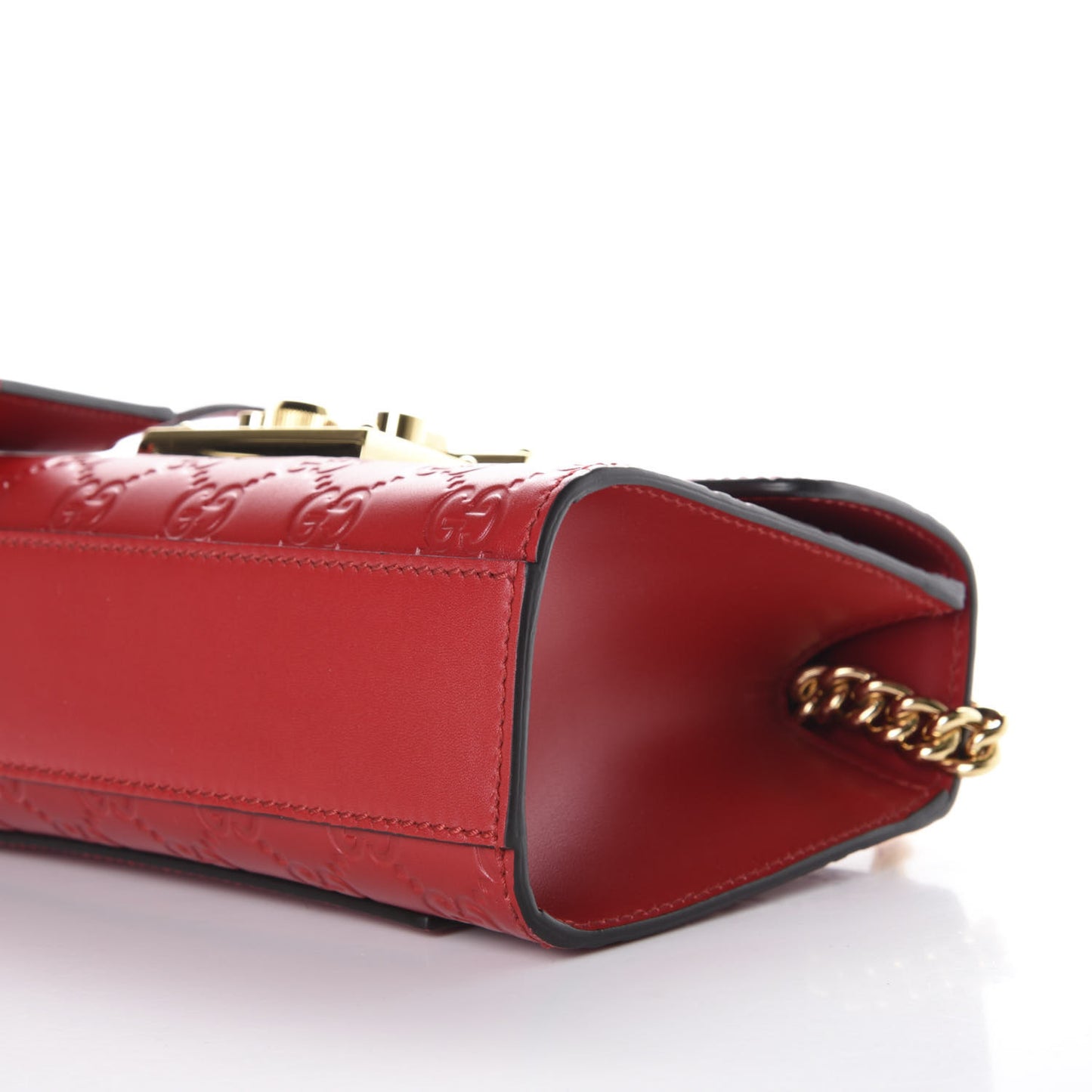 Guccissima Small Padlock Shoulder Bag Hibiscus Red
