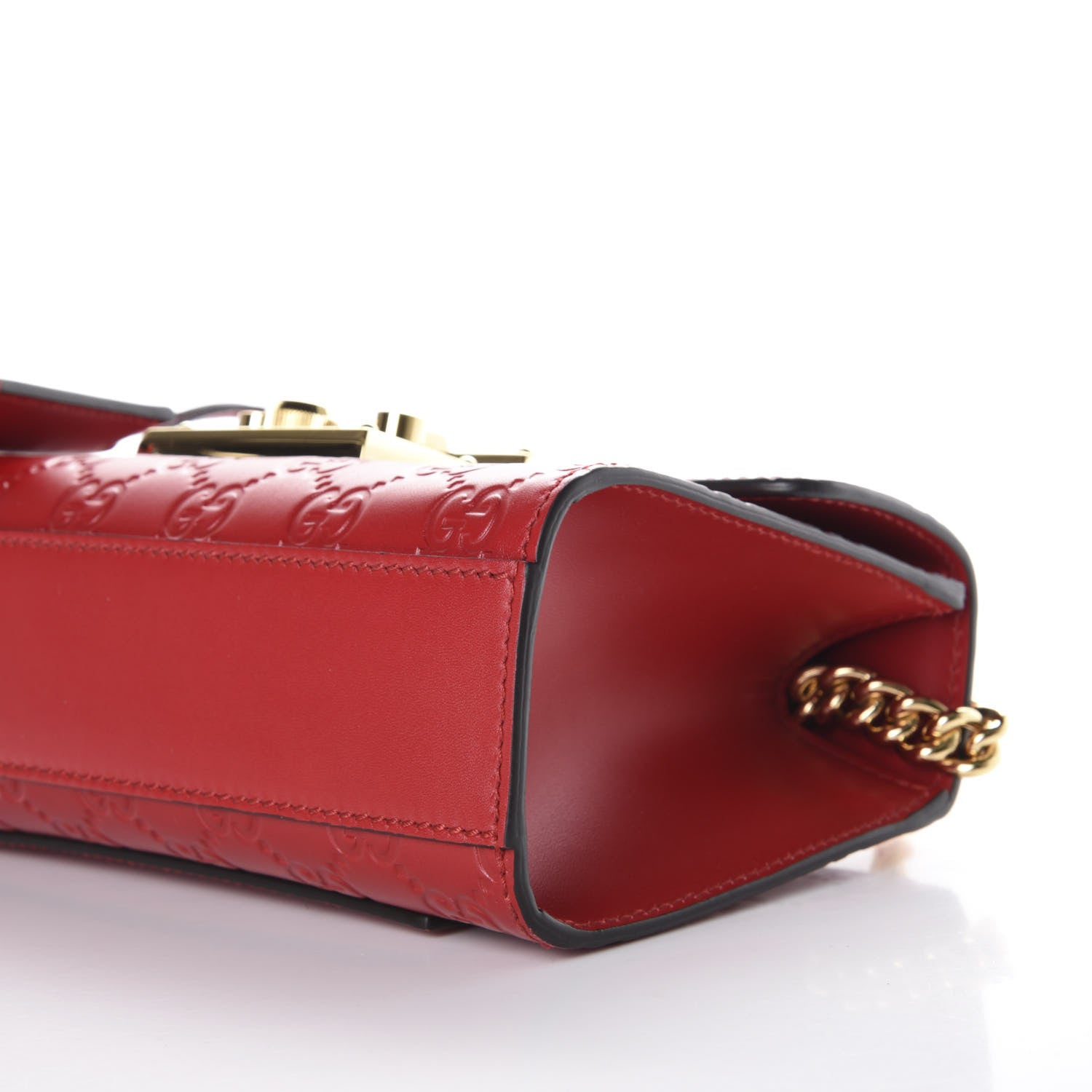 Gucci Guccissima Small Padlock Shoulder Bag Hibiscus Red 10 of 11