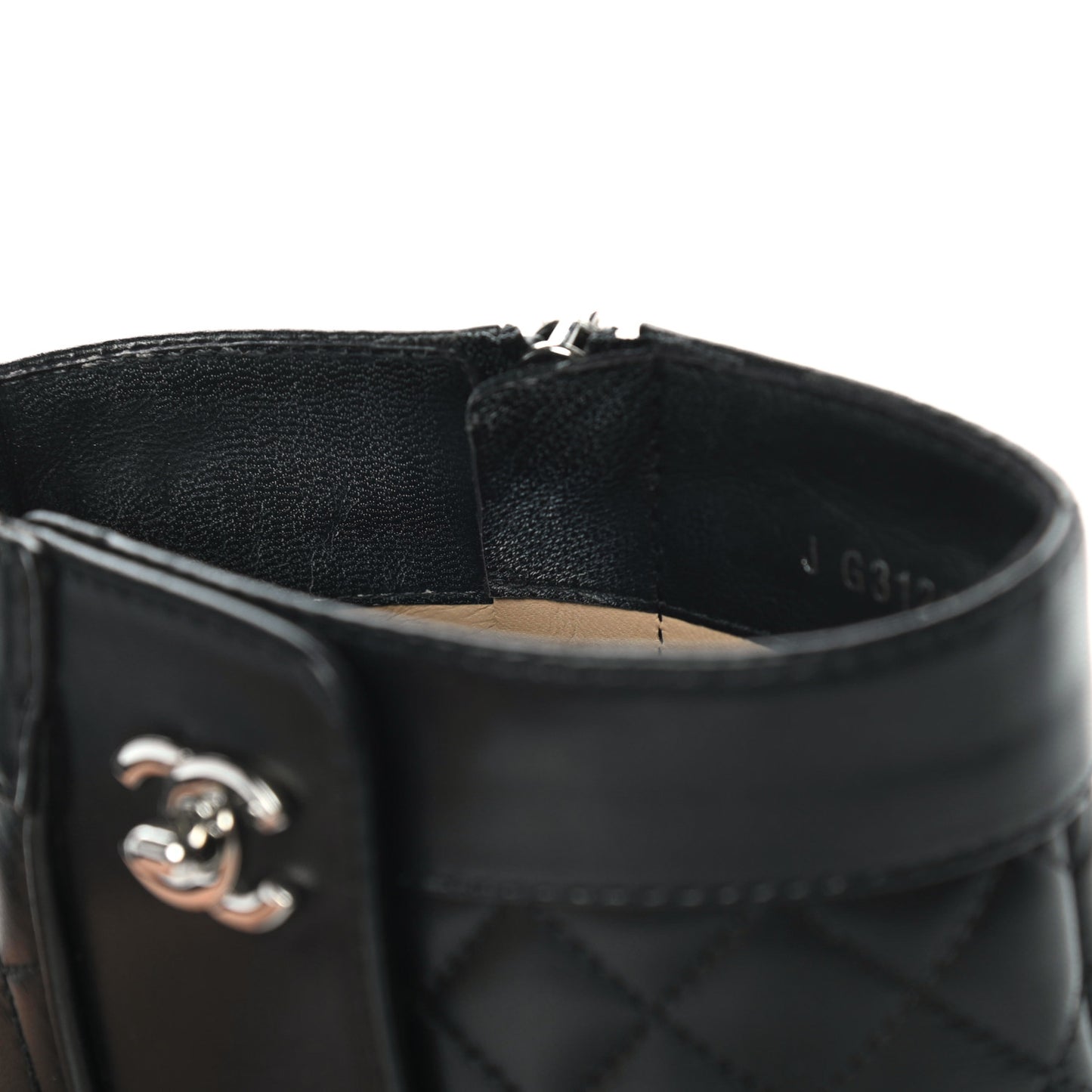 Lambskin Quilted Short Boots 39.5 Black