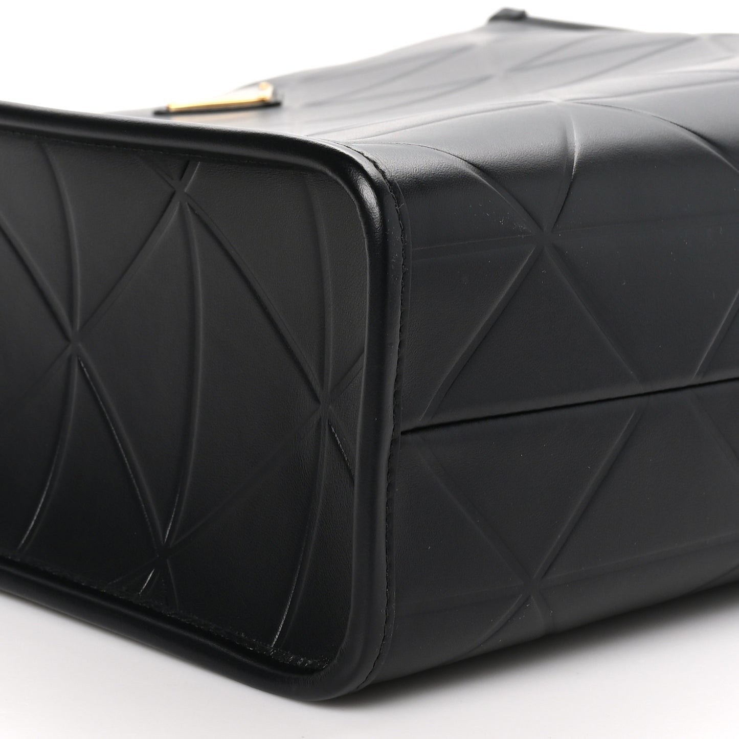 Soft Calfskin Triangolo Symbole Embossed Medium Tote Black