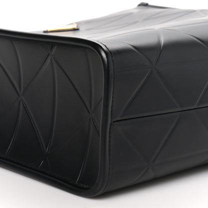 Prada Soft Calfskin Triangolo Symbole Embossed Medium Tote Black 8 of 9