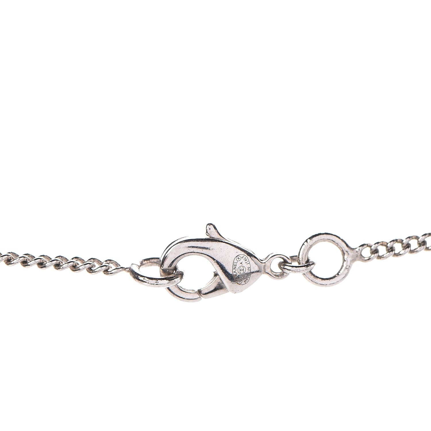 Chanel Swarovski Crystal Camellia CC Necklace Silver 5 of 5