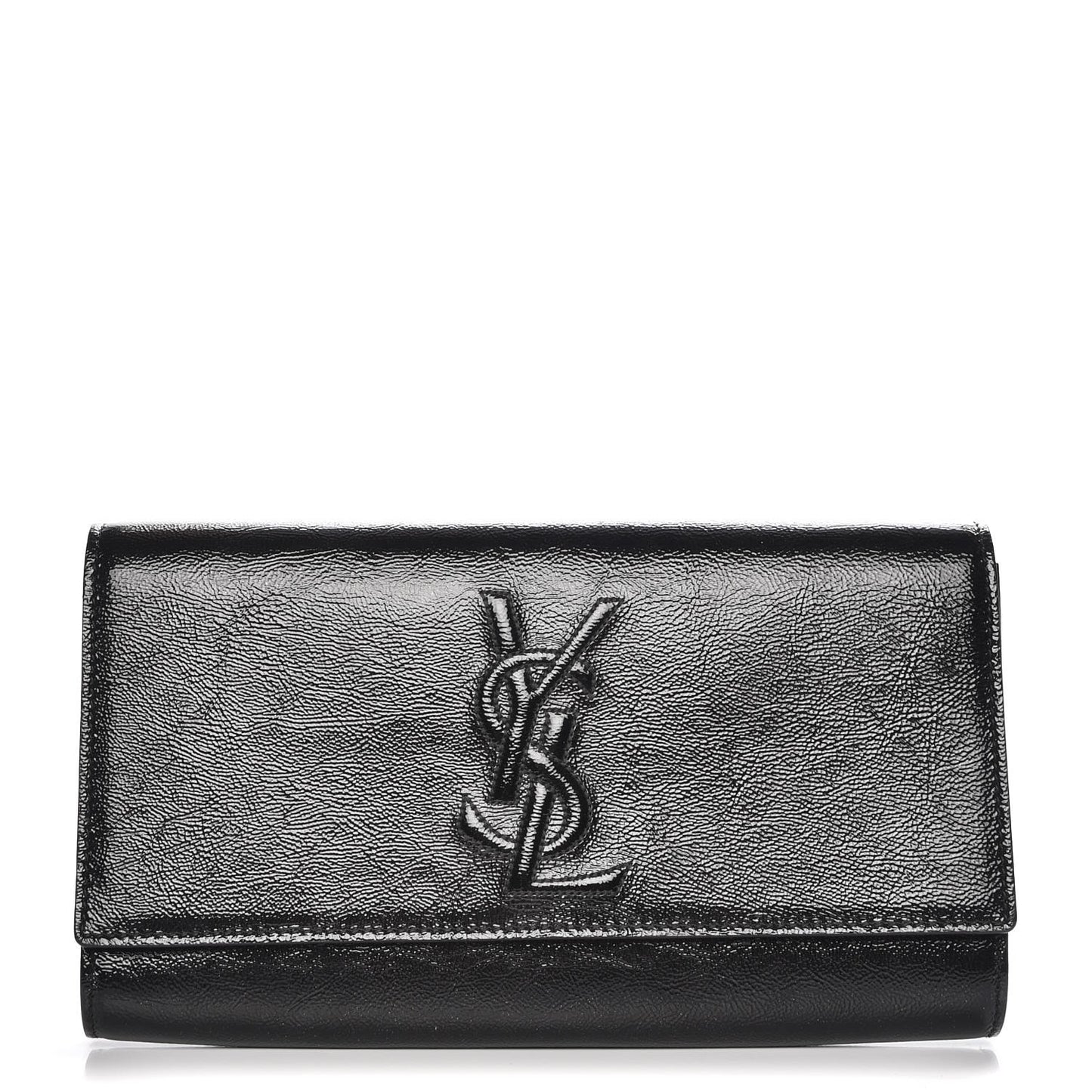 Textured Patent Monogram Large Belle De Jour Clutch Black