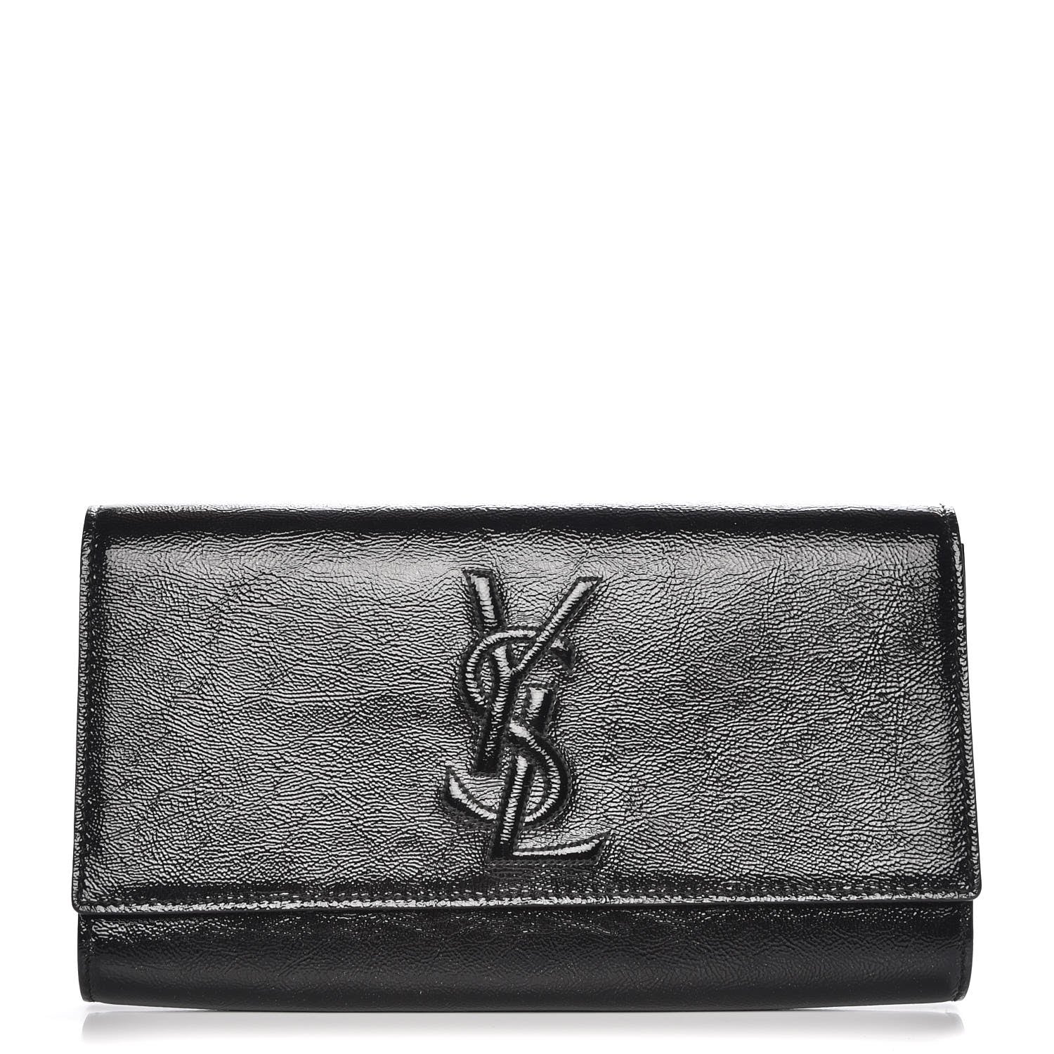 Saint Laurent Textured Patent Monogram Large Belle De Jour Clutch Black 1 of 7