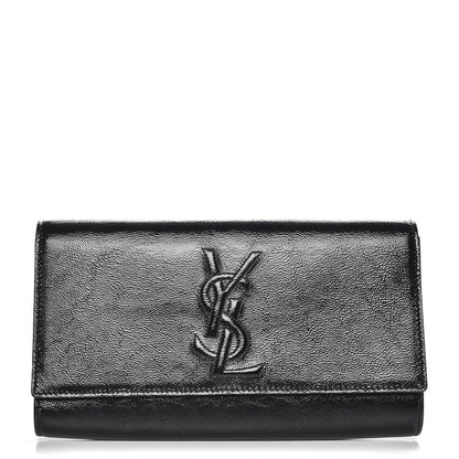 Saint Laurent Textured Patent Monogram Large Belle De Jour Clutch Black 1 of 7