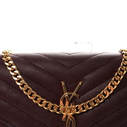 Saint Laurent Grain De Poudre Matelasse Chevron Monogram Chain Wallet Rouge Legion 7 of 10