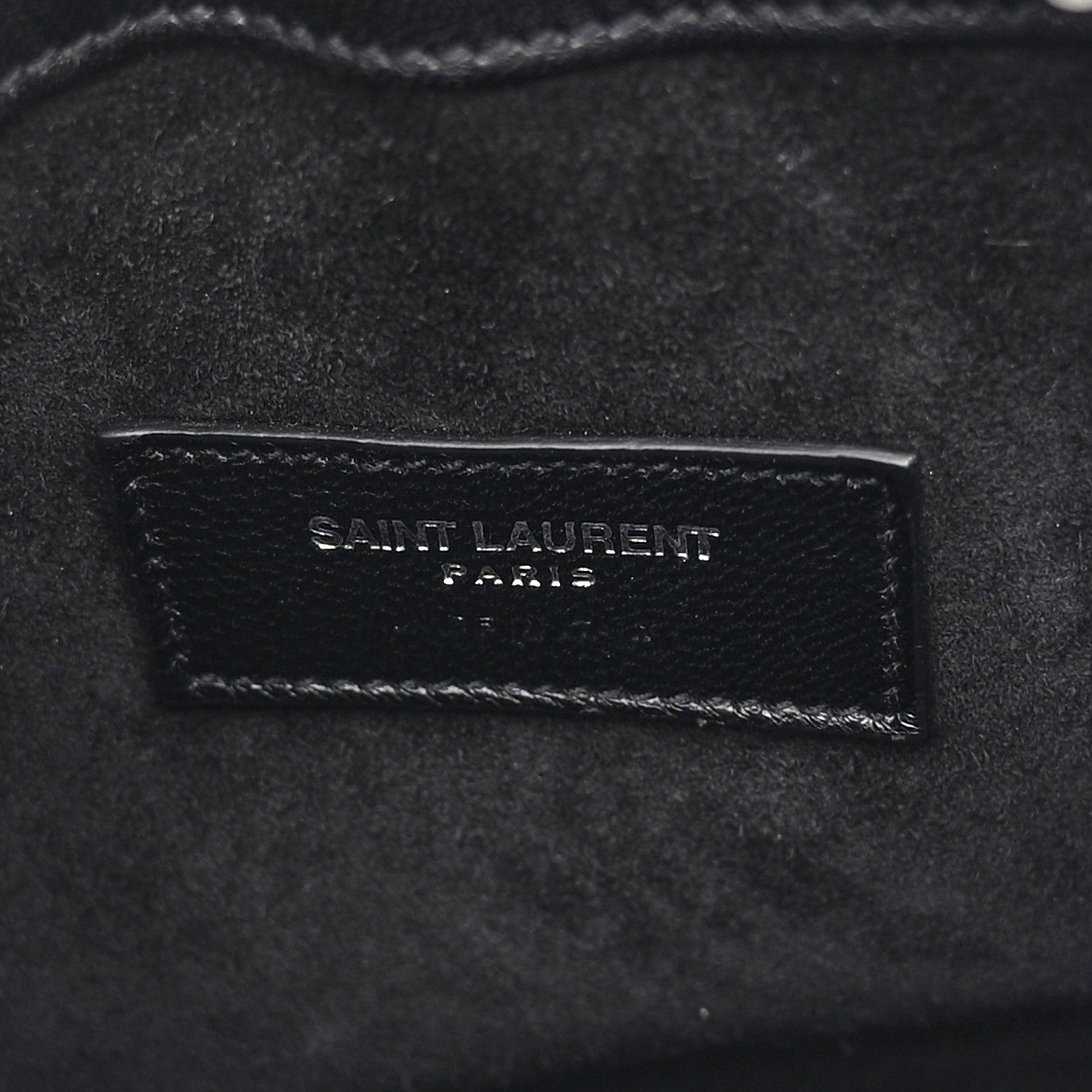 Saint Laurent Woven Wool Embroidered Baby Emmanuelle Bucket Bag Black 5 of 9