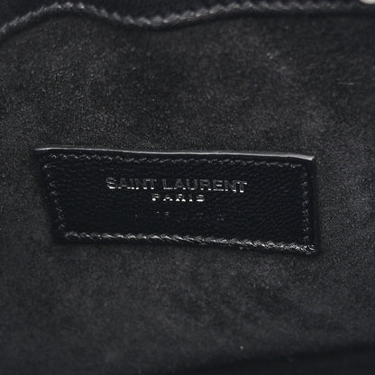 Saint Laurent Woven Wool Embroidered Baby Emmanuelle Bucket Bag Black 5 of 9