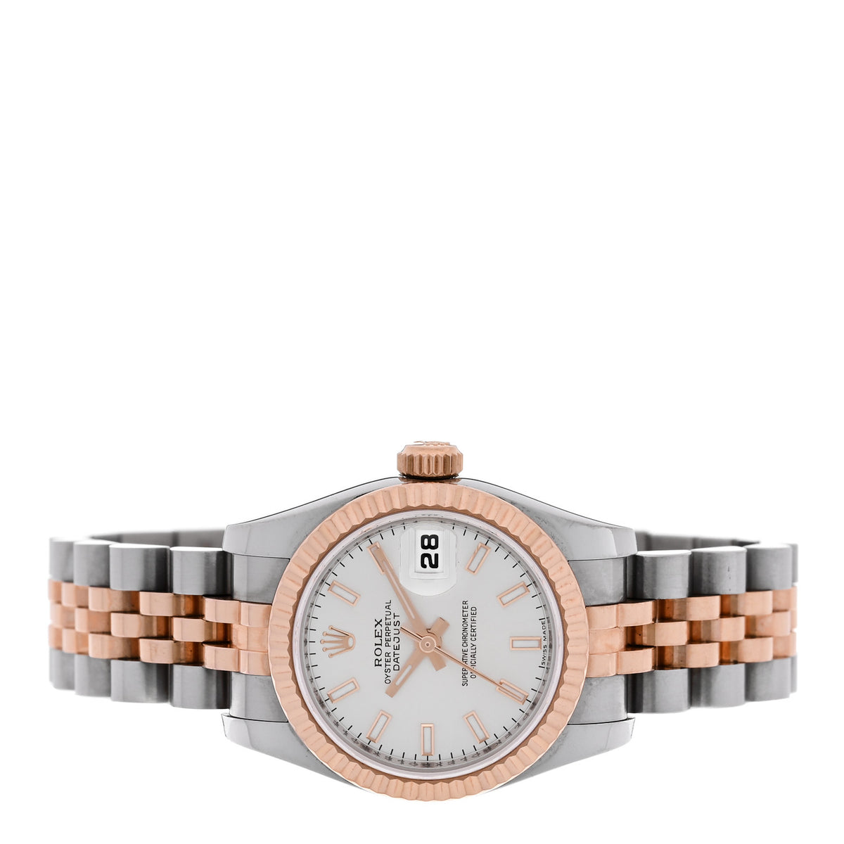 Stainless Steel 18K Everose Gold 26mm Oyster Perpetual Datejust Watch Silver 179171