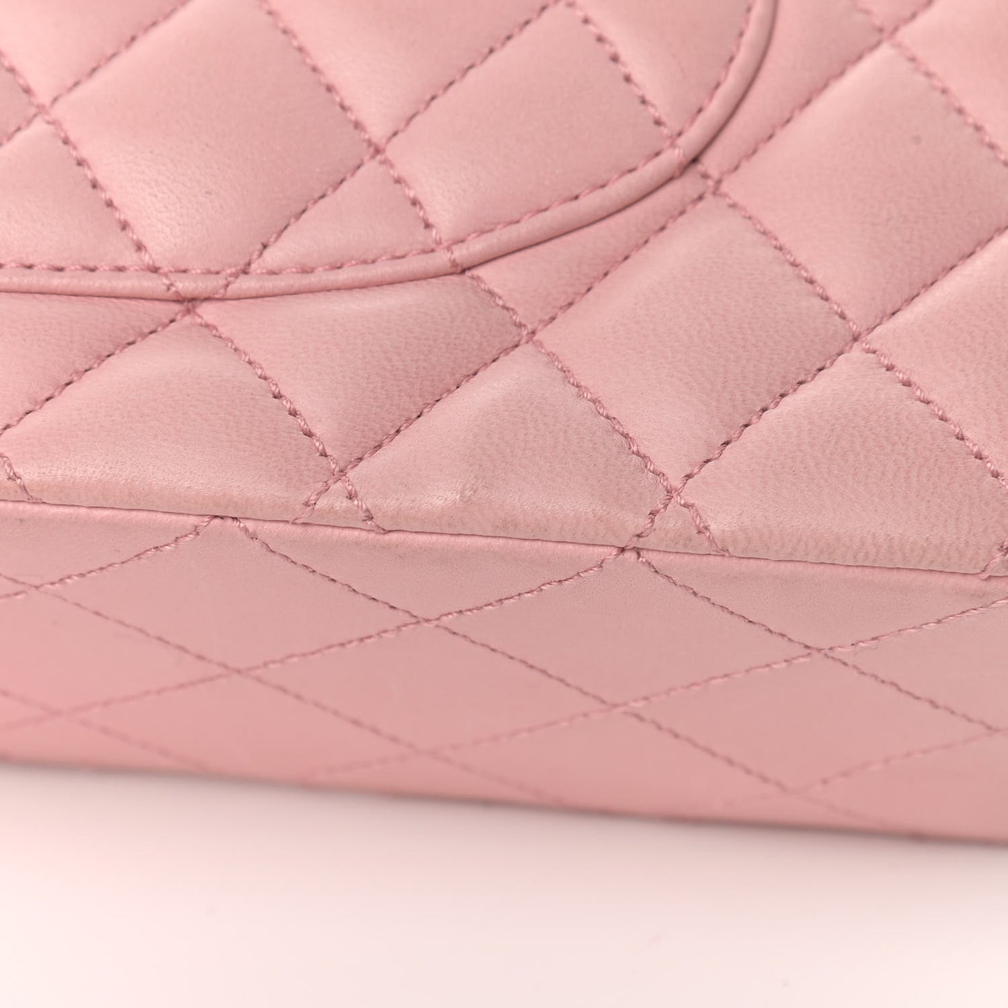 Lambskin Quilted Medium Double Flap Light Pink