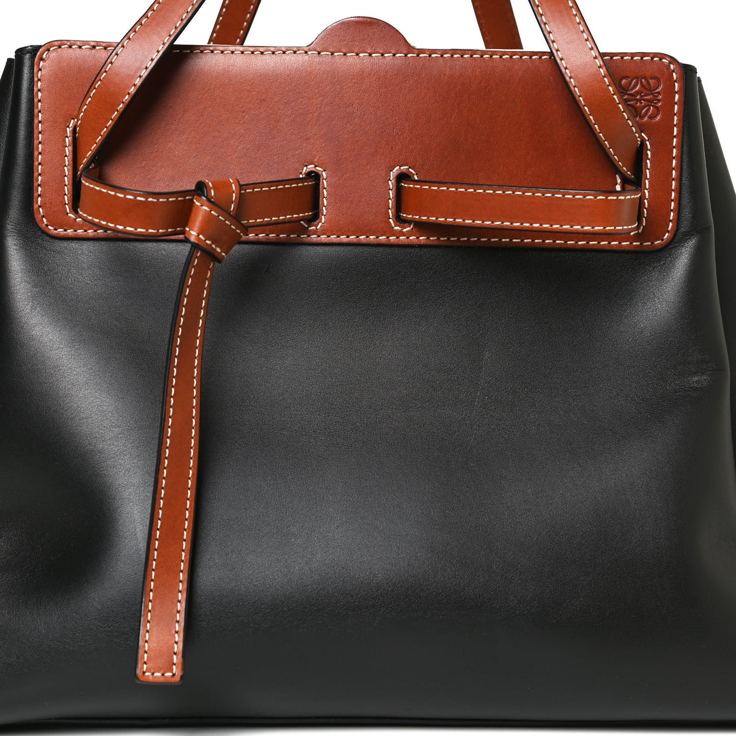 Boxcalf Lazo Tote Black Tan