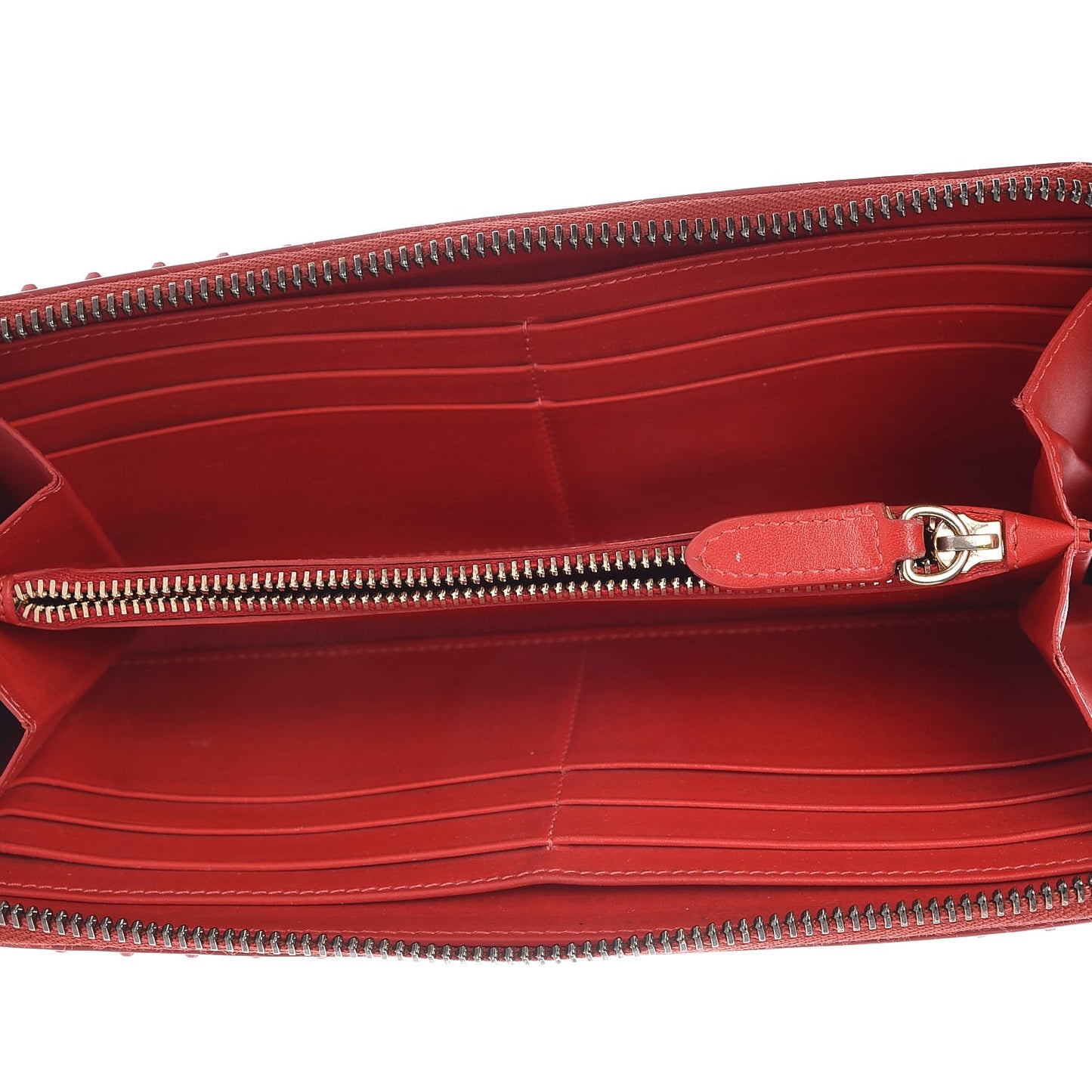 Calfskin Panettone Spiked Zip Around Wallet Rouge De Mars