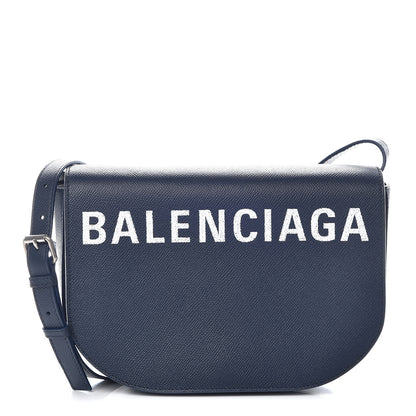 Balenciaga Grained Calfskin Logo Print S Ville Day Bag Bleu Canopee 1 of 8