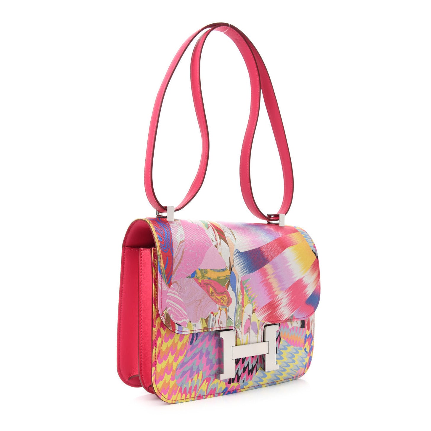 Hermes Swift Silk Marble Printed Constance 24 Rose Azalee Rose Mexico 6 of 14