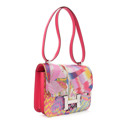 Hermes Swift Silk Marble Printed Constance 24 Rose Azalee Rose Mexico 6 of 14