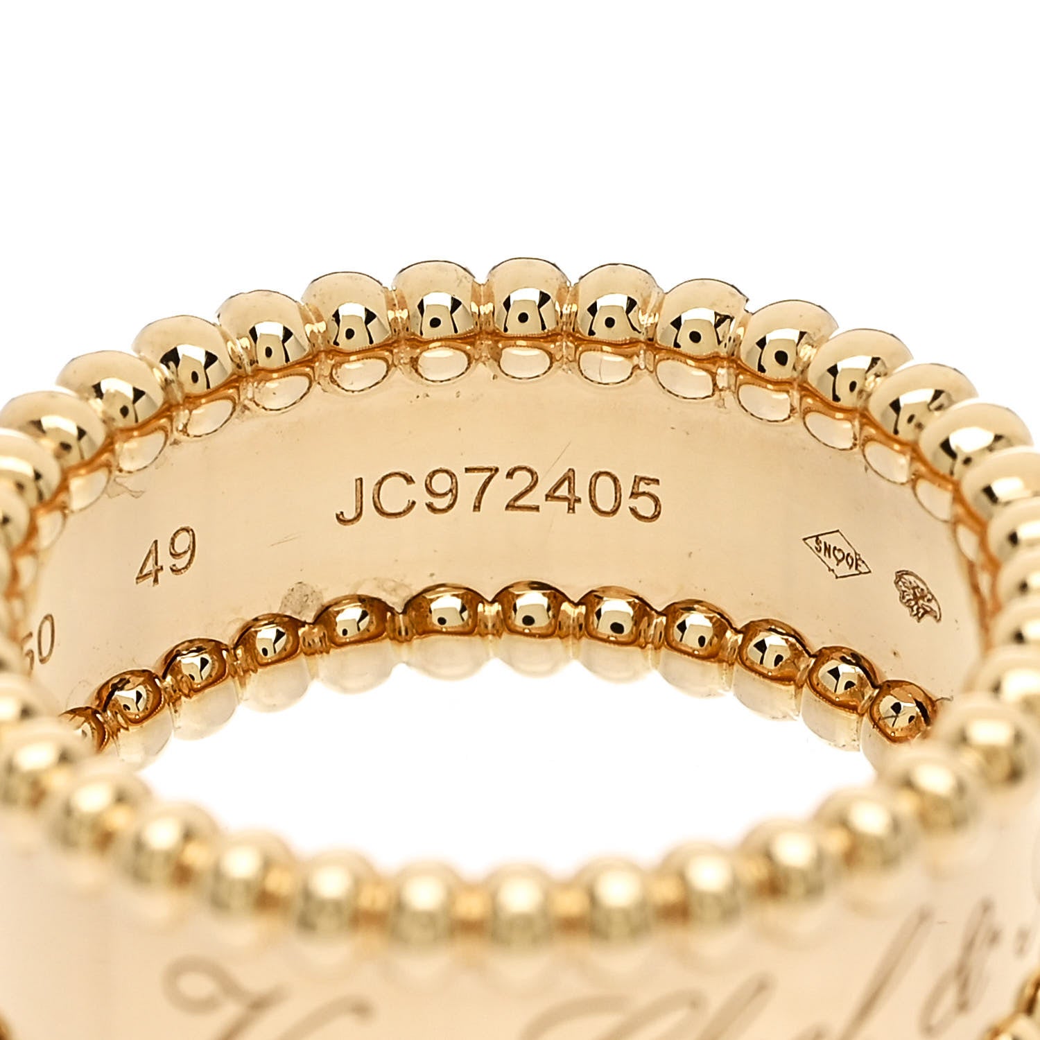 Van Cleef & Arpels 18K Yellow Gold Perlee Signature Ring 49 4.75 5 of 6