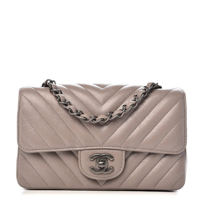 Chanel Iridescent Calfskin Chevron Quilted Mini Rectangular Flap Grey 1 of 12