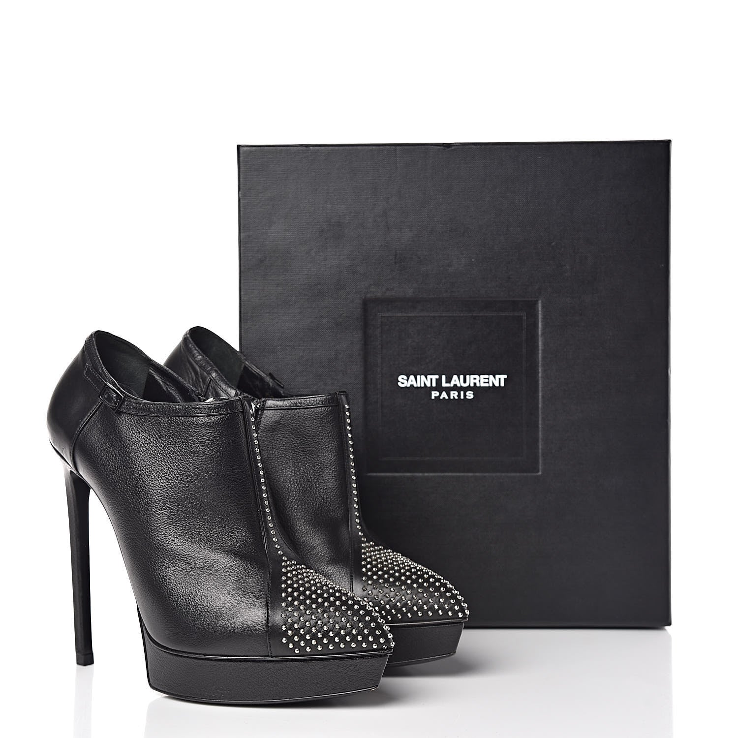 Saint Laurent Calfskin Studded Janis 105 Boots 37.5 Black 12 of 12