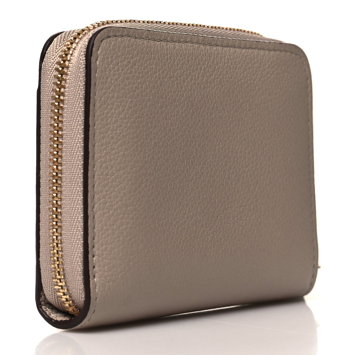 Calfskin Lockme Zippy Coin Purse Greige