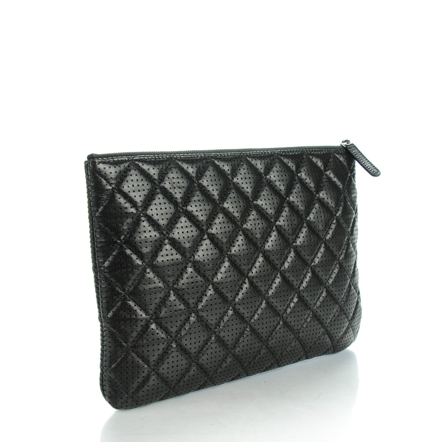 Chanel Perforated Lambskin Quilted Medium Cosmetic Case Black 3 of 7