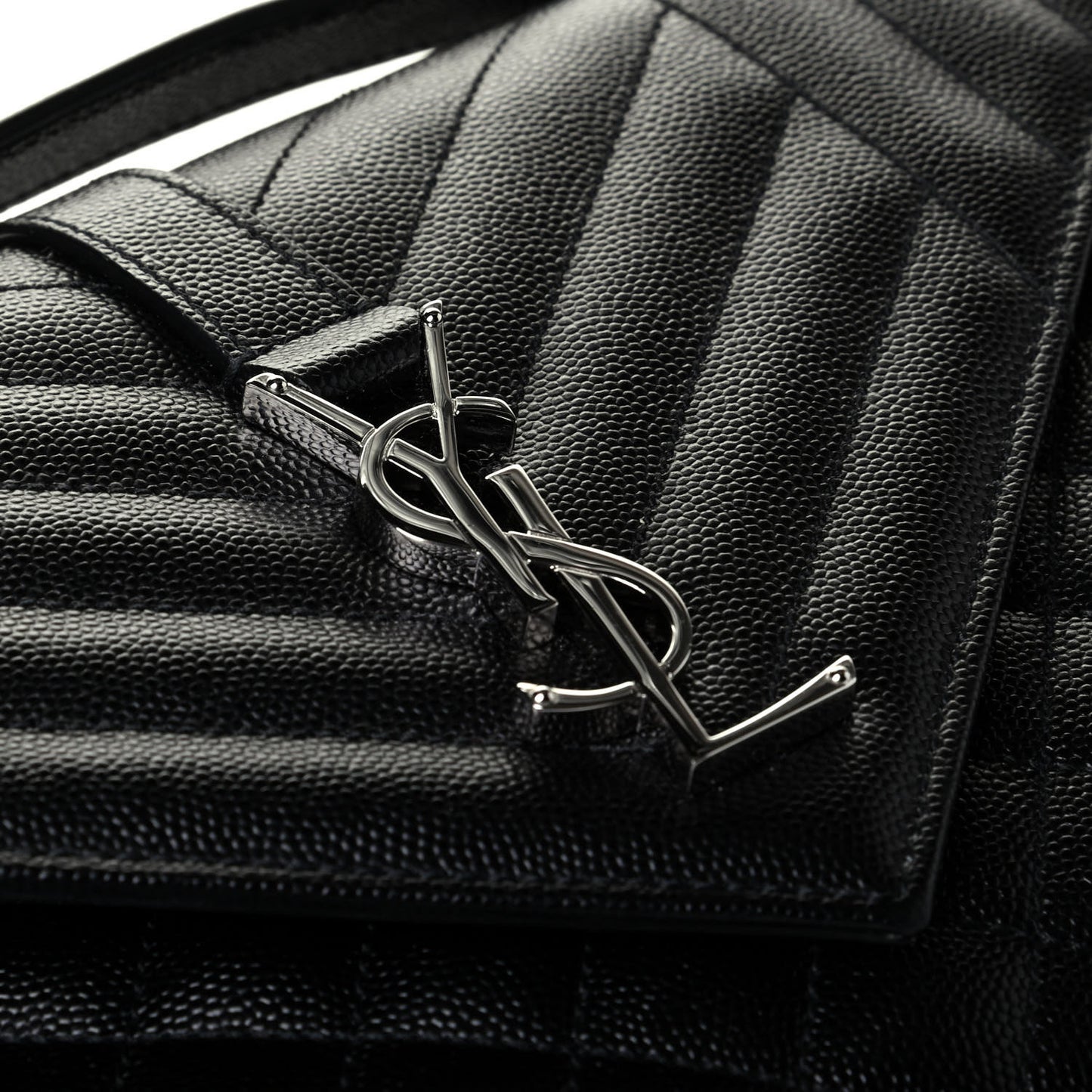 Grain De Poudre Textured Mixed Matelasse Triquilt Medium Monogram Satchel Black
