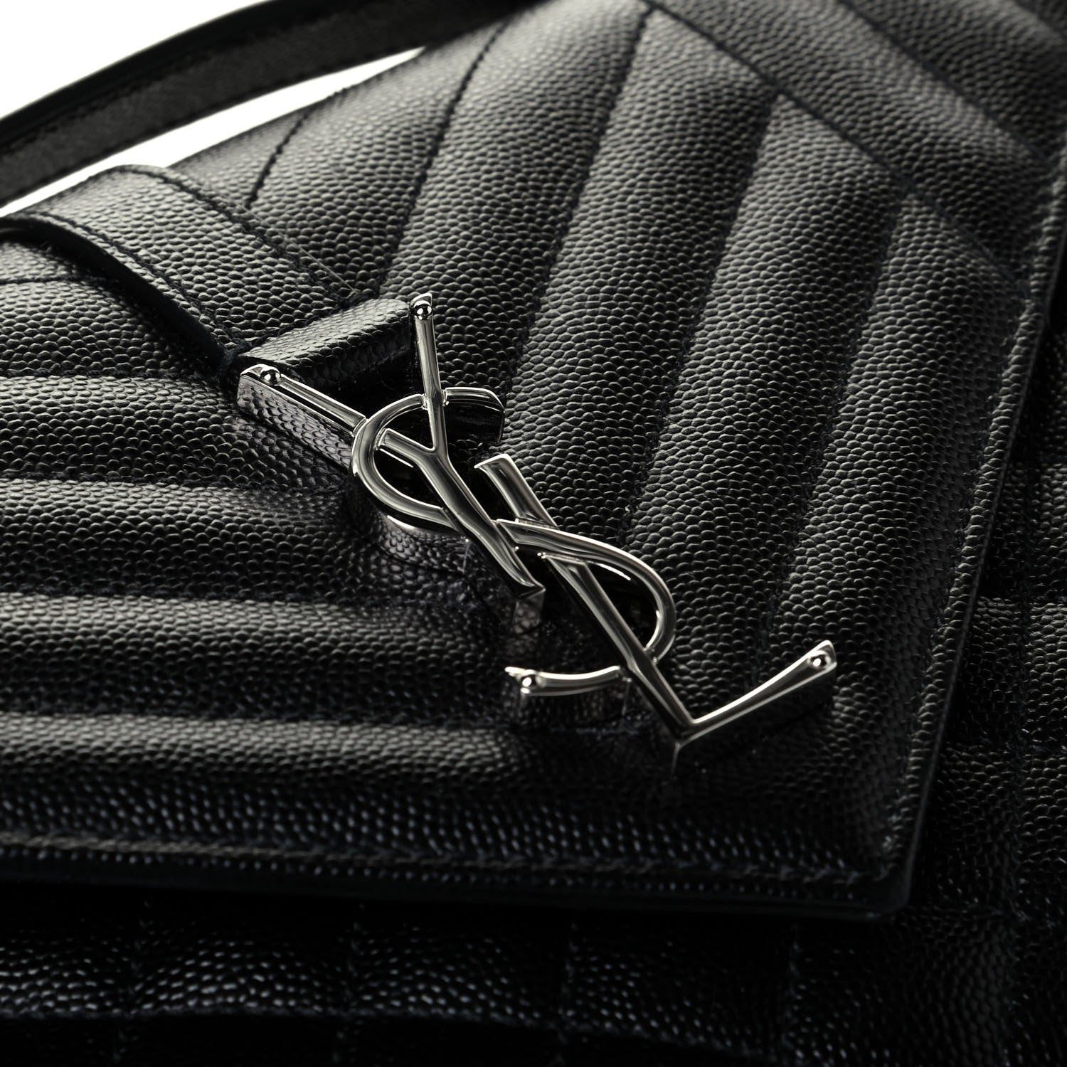 Saint Laurent Grain De Poudre Textured Mixed Matelasse Triquilt Medium Monogram Satchel Black 5 of 5
