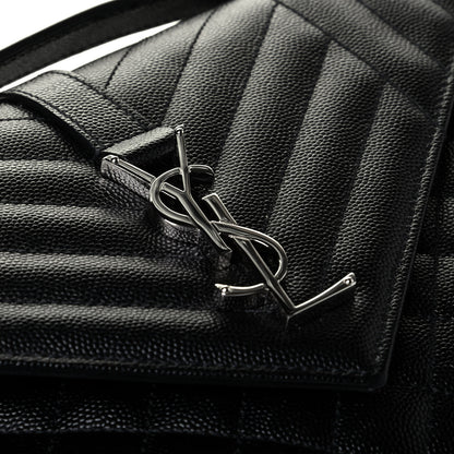 Saint Laurent Grain De Poudre Textured Mixed Matelasse Triquilt Medium Monogram Satchel Black 5 of 5