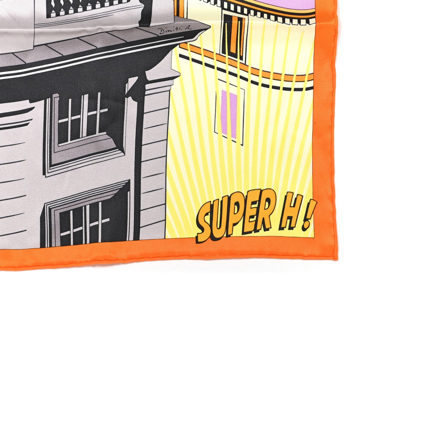 Silk Minuit Au Faubourg Scarf 70 Orange Gris Jaune