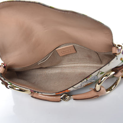 Gucci Canvas Flora Floral Horsebit Clutch Off White 5 of 11